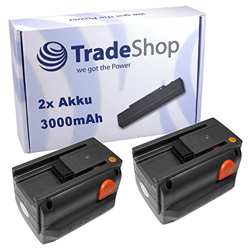 2X Trade-Shop Li-Ion Akku 18V / 3000mAh kompatibel mit Husqvarna S 561 82, 8839, 5IMR19/66 Rasenmäher von Trade-Shop