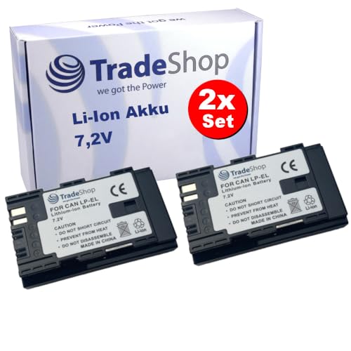 2X Trade-Shop Li-Ion Ersatz-Akku 7,2V / 2600mAh kompatibel mit Canon LP-EL Akku, LC-E6 / LC-E6E Ladegerät, EL-1 Speedlite Flash Blitzgerät 2X Trade-Shop Li-Ion Ersatz-Akku 7,2V / 2600mAh kompatibel mit Canon LP-EL Akku, LC-E6 / LC-E6E Ladegerät, EL-1 Speedlite Flash Blitzgerät von Trade-Shop
