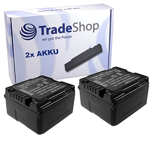 2X Trade-Shop Premium Kamera Li-Ion Akku 7,2V/7,4V 1200mAh ersetzt VW-VBN390 VW-VBN390E für Panasonic HDC-HS900 HDC-SD-800 HDC-SD-900 HDC-SD-909 HDC-TM-900 von Trade-Shop