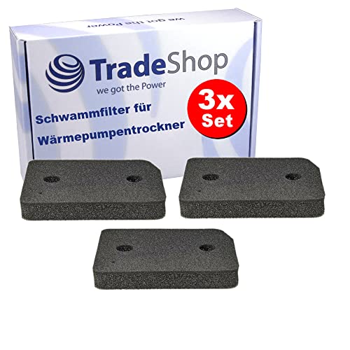 3x Trade-Shop Schwammfilter/Schaumfilter/Filtermatte kompatibel mit Miele TWR860WP TEJ675WP TCJ660WP TCJ670WP TWJ670WP TSJ663WP TEF655WP TCF640WP von Trade-Shop