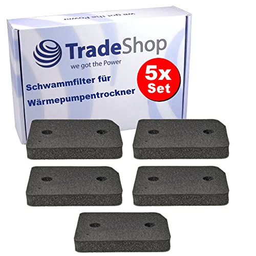 5x Trade-Shop Schwammfilter/Schaumfilter/Filtermatte kompatibel mit Miele TCE520WP TCE636WP TCH630WP TCJ680WP TCJ690WP TDB220WP TDB630WP TDC130WP von Trade-Shop