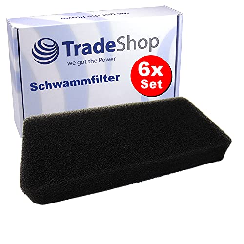 6x Schwammfilter Schaumstofffilter Schaumfilter für Gorenje EDM217WWIT/E01 KD7562J PWD112WIT/P01 T746J WT7110L WTE74 D48565N D7465NA D7465NB D7465NR von Trade-Shop