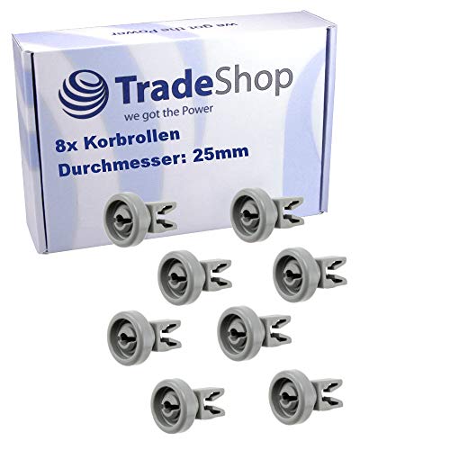 8 Oberkorb-Rollen für Spülmaschine (1 Set), geeignete Korbrollen als Zubehör/Ersatzteil für Geschirrspüler von AEG Favorit, Privileg, Zanussi, UVM. von Trade-Shop