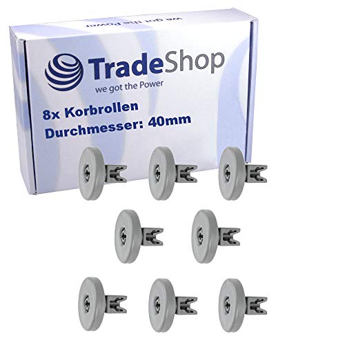 8 x Geschirrspülerrollen unten Korb Laufrollen & Clip Achse für Electrolux 50286965004 50269971003 40 mm von Trade-Shop