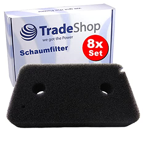 8x Schwammfilter/Schaumfilter/Filtermatte für Miele Eco DA6390W PT5137WP Ecoactive T7950 WP T7950WP T7952WP T7953WP T7954WP T7900WP von Trade-Shop