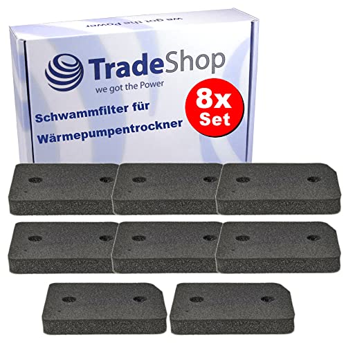 8x Trade-Shop Schwammfilter/Schaumfilter/Filtermatte kompatibel mit Miele TCE520WP TCE636WP TCH630WP TCJ680WP TCJ690WP TDB220WP TDB630WP TDC130WP von Trade-Shop