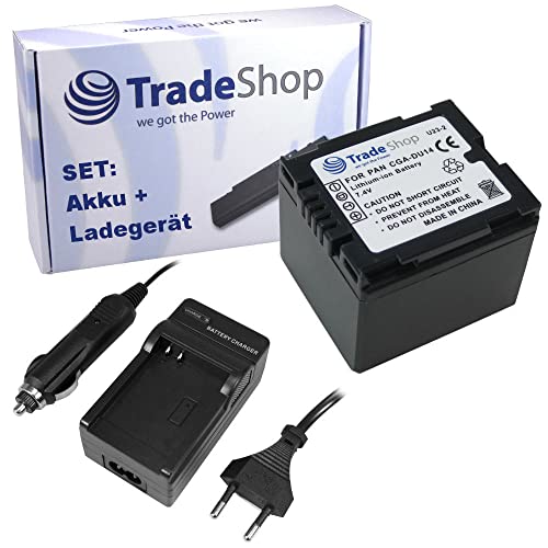 Angebot IM Set: Hochleistungs Kamera Li-Ion Akku + Akku Ladegerät mit Kfz Adapter für Panasonic NV-GS-90B NV-GS-90EG-S NV-GS-80 NV-GS-80B NV-GS-80EG-S NV-GS-75 NV-GS-75B NV-GS-75EG-S NV-GS-70 von Trade-Shop