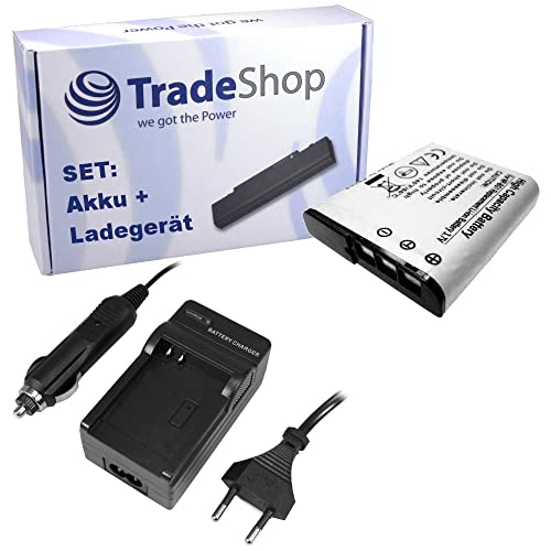 Angebot IM Set: Hochleistungs Kamera Li-Ion Akku + Akku Ladegerät mit Kfz Adapter für Sony Cybershot DSC-H55 DSC-H70 DSC-W115 DSC-HX5 DSC-HX5V DSC-HX7 DSC-HX7V DSC-HX9 DSC-HX9V DSC-WX10 DSC-H-55 von Trade-Shop