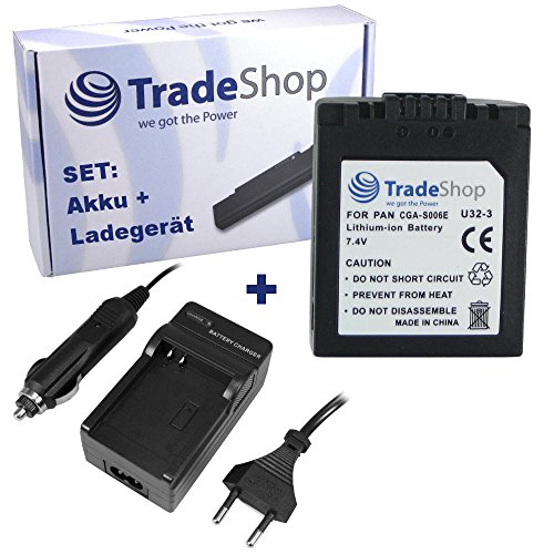Angebot IM Set: Kamera Li-Ion Akku 1500mAh + Ladegerät mit Kfz Adapter kompatibel mit Panasonic Lumix DMC-FZ-50-K DMC-FZ-50-S, Ersatz für Panasonic DMW-BMA7 CGA-S006 CGA-S006E CGA-S006E/1B CGR-S006 von Trade-Shop