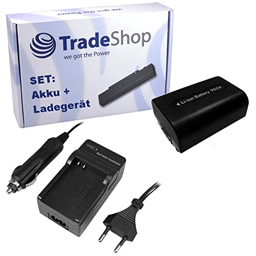 Angebot IM Set: Kamera Li-Ion Akku 950mAh + Ladegerät mit Kfz Adapter für Sony DCR-DVD-109/E DCR-DVD-115/E DCR-DVD-203/E DCR-DVD-205/E DCR-DVD-305/E DCR-DVD-306/E DCR-DVD-308/E von Trade-Shop