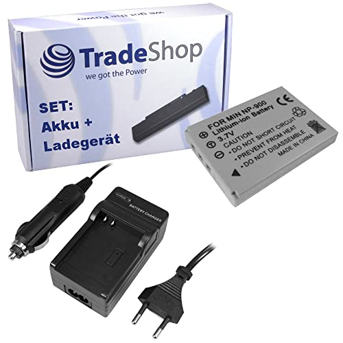 Angebot IM Set: Trade-Shop Kamera Li-Ion Akku 950mAh + Ladegerät mit Kfz Adapter für Maginon Slimline X4 X5 X6 XS7 X50 X60 DC-5080 Performic S5 X-4 X-5 X-6 XS-7 X-50 X-60 DC5080 Performic S-5 von Trade-Shop