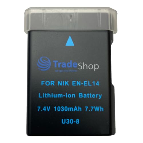 Hochleistungs Li-Ion AKKU 1030mAh für Nikon D3100 / D3200 / D5100 / P7000 / P7100 / P7700 / D-3100 / D-3200 / D-5100 / P-7000 / P-7100 / P-7700 ersetzt EN-EL-14 ENEL-14 EN-EL14 ENEL14 mit Infochip Hochleistungs Li-Ion AKKU 1030mAh für Nikon D3100 / D3200 / D5100 / P7000 / P7100 / P7700 / D-3100 / D-3200 / D-5100 / P-7000 / P-7100 / P-7700 ersetzt EN-EL-14 ENEL-14 EN-EL14 ENEL14 mit Infochip von Trade-Shop