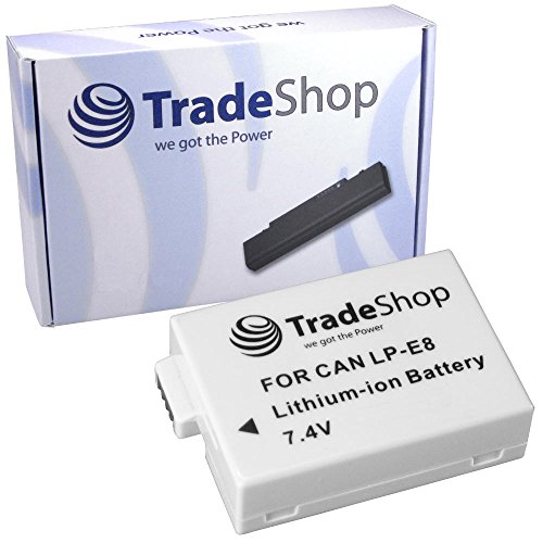 Kamera Li-Ion Akku 1300mAh für Canon EOS 550D 600D 650D 550-D 600-D 550 600 D 650 D ersetzt Canon LP-E8 LPE8 LP-E-8 LPE-8 von Trade-Shop