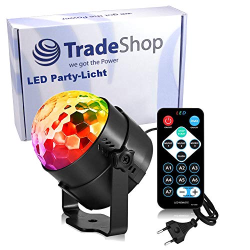 LED Discokugel Kinder Discolicht Musikgesteuert Disco Lichteffekte RGB Partylicht, Zeitgesteuertes USB Stimmungslicht mit 7 Farben, Fernbedienung für Kinder, Zimmer, Party von Trade-Shop