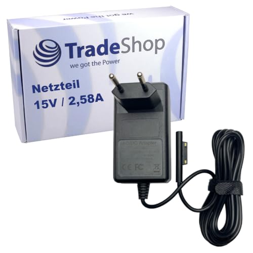 Trade-Shop 15V 2,58A Netzteil Ladekabel Ladegerät A1800 für Microsoft Surface Pro 5 m3-7Y30 i5-7300U i7-7660U / Surface Pro 6 / ultralanges Kabel 2,40m von Trade-Shop