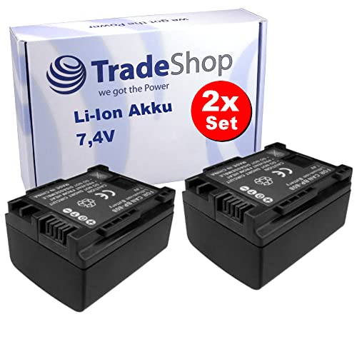 Trade-Shop 2X Hochleistungs Kamera Li-Ion Akku 900mAh ersetzt BP-808 BP-809 BP-819 BP-827 für Canon FS-11 HF-10 HF-100 HF-11 HD HG-20 HG-21 Legria FS19 FS20 FS21 FS22 FS37 von Trade-Shop