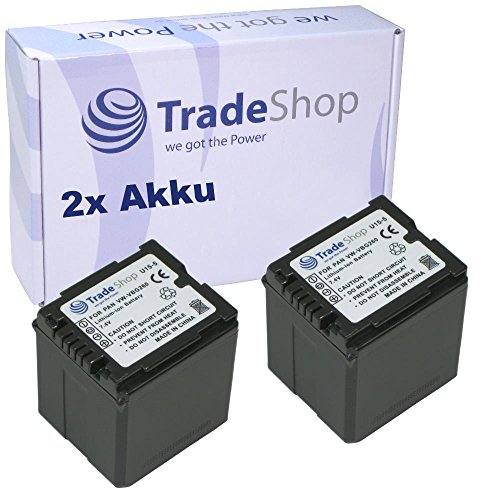 Trade-Shop 2X Kamera Li-Ion Akku 2800mAh kompatibel mit Panasonic NV-GS500 NV-GS-60 NV-GS-80 NV-GS-90 GS-230 NV-GS-150 NV-GS-400K NV-GS-200K NV-GS-120K NV-GS-55K von Trade-Shop