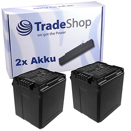 Trade-Shop 2X Premium Kamera Li-Ion Akku 7,2V / 7,4V 2400mAh für Panasonic HDC-HS20 HDC-HS100 HDC-HS200 HDC-HS250 HDC-HS300 HC-X800 HC-X900 HC-X900M HC-X909 HDC-TM20 mit Infochip und Restlaufanzeige von Trade-Shop