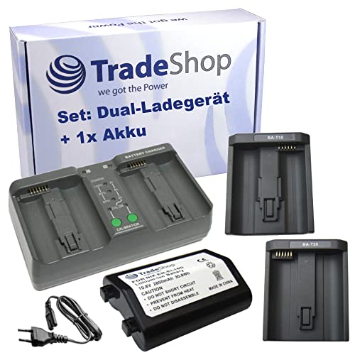Trade-Shop 2in1 Set: Akku + Dual-Ladegerät kompatibel mit Nikon EN-EL18D, EN-EL18C, EN-EL18B, EN-EL18A, EN-EL18, BA-T10, BA-T20 / Digitalkamera von Trade-Shop