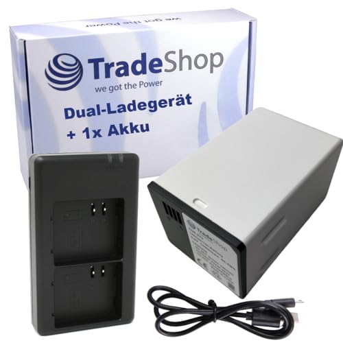 Trade-Shop 2in1 Set: Kamera-Akku (14000mAh) + Dual Ladegerät kompatibel mit Arlo A7a A-7a A14 A-14 308-50019-01 VMA5420-10000S CS-NAR700XL von Trade-Shop