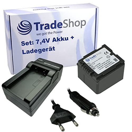 Trade-Shop 2in1 Set: Kamera Li-Ion Akku 7,4V 950mAh + Ladegerät kompatibel mit Panasonic SDR-H60 SDR-H80 SDR-H90 SDR-H100 SDR-H200 SDR-H250 SDR-H280 von Trade-Shop