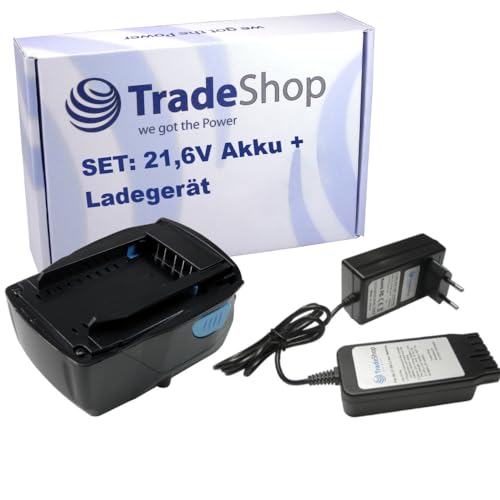 Trade-Shop 2in1 Set: Li-Ion Akku 21,6V / 4000mAh + Ladegerät kompatibel mit Hilti BX 3-ME 02, BX 3-BTG 02, NPR 19-A, NPR 32-A, NPR 32 PE-A22, CD 4-A22 von Trade-Shop