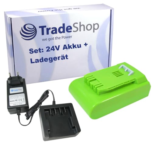 Trade-Shop 2in1 Set: Li-Ion Akku 24V 2000mAh + Ladegerät kompatibel mit Stiga SAB 24 AE, SC 24 AE, SGT 24 AE, SHT 24 AE, SMT 24 AE Heckenschere Trade-Shop 2in1 Set: Li-Ion Akku 24V 2000mAh + Ladegerät kompatibel mit Stiga SAB 24 AE, SC 24 AE, SGT 24 AE, SHT 24 AE, SMT 24 AE Heckenschere von Trade-Shop