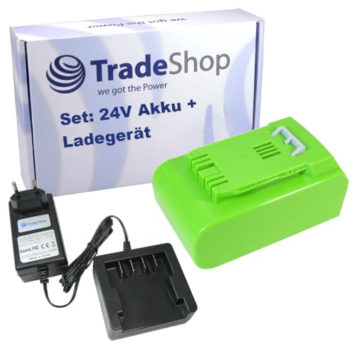 Trade-Shop 2in1 Set: Li-Ion Akku 24V 4000mAh + Ladegerät kompatibel mit Stiga SAB 24 AE, SC 24 AE, SGT 24 AE, SHT 24 AE, SMT 24 AE Heckenschere Trade-Shop 2in1 Set: Li-Ion Akku 24V 4000mAh + Ladegerät kompatibel mit Stiga SAB 24 AE, SC 24 AE, SGT 24 AE, SHT 24 AE, SMT 24 AE Heckenschere von Trade-Shop