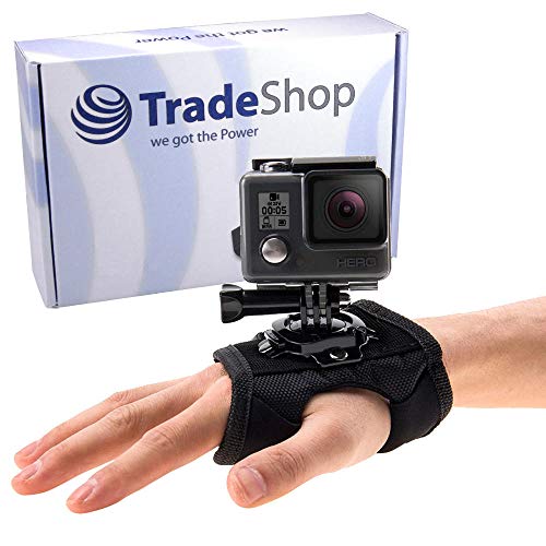 Trade-Shop 360° Armband Handgelenk Halterung kompatibel mit GoPro Hero 11, Hero 10, Hero 9, Hero 8, Hero 5 Session, Hero 4 Session Action Kamera von Trade-Shop