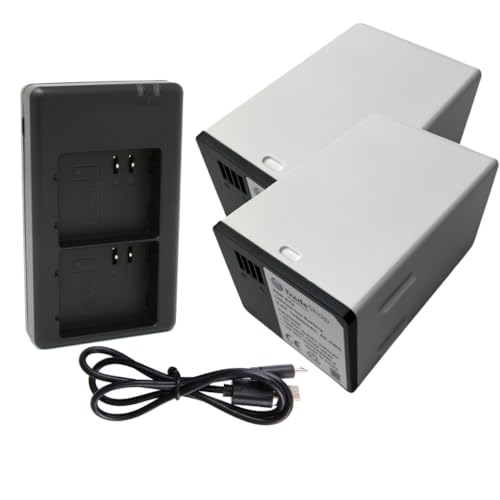Trade-Shop 3in1 Set: 2X Kamera-Akku (14000mAh) + Dual Ladegerät kompatibel mit Arlo A7a A-7a A14 A-14 308-50019-01 VMA5420-10000S CS-NAR700XL von Trade-Shop