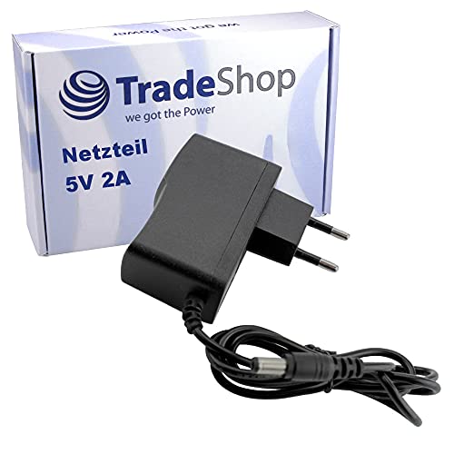 Trade-Shop 5V/2A 5,5x2,1mm Netzteil Ladegerät Universal Adapter für Verschiedene Geräte wie Externe Festplatten, Blu-Ray DVD CD Laufwerke, Kameras von Trade-Shop