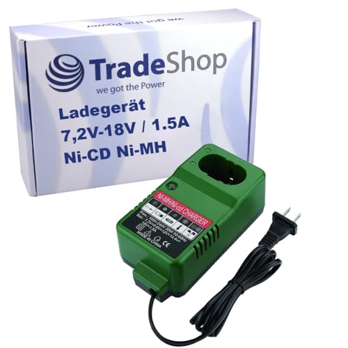 Trade-Shop Akku-Ladegerät 7,2V-18V NI-MH NI-Cd kompatibel mit Makita 6216DWFE, 6237DWDLE, 6261DWE, 6261DWPLE, 6270D, 6271DWAE, 6271DWAET2, 6271DWALE von Trade-Shop