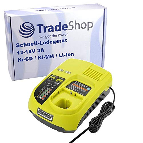 Trade-Shop Akku Schnell-Ladegerät Ladestation 12V-18V kompatibel mit Ryobi BPL-1414, BPP-1413, BPP-1415, BPP-1417, B-1445T, BPP-1420, B1203F2, B1220F2 von Trade-Shop