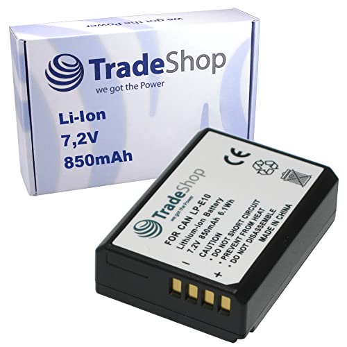 Trade-Shop Li-Ion Akku 850mAh Ersatz Batterie ersetzt Canon LP-E10 passend für Canon EOS 1100D 1200D 1300D 2000D 4000D Rebel T3 T5 T6 Kiss X50 X70 X80 Trade-Shop Li-Ion Akku 850mAh Ersatz Batterie ersetzt Canon LP-E10 passend für Canon EOS 1100D 1200D 1300D 2000D 4000D Rebel T3 T5 T6 Kiss X50 X70 X80 von Trade-Shop