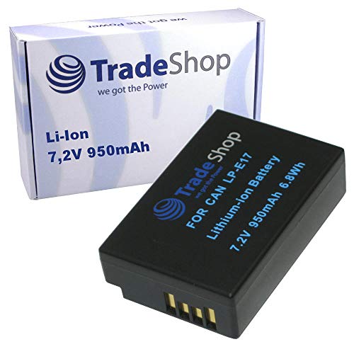 Trade-Shop Li-Ion Akku 950mAh Batterie ersetzt Canon LP-E17 9967B001 9967B002 passend für Canon Kiss X8i X9 X9i M3 M5 M6 Rebel SL2 T6i T6s T7i Trade-Shop Li-Ion Akku 950mAh Batterie ersetzt Canon LP-E17 9967B001 9967B002 passend für Canon Kiss X8i X9 X9i M3 M5 M6 Rebel SL2 T6i T6s T7i von Trade-Shop