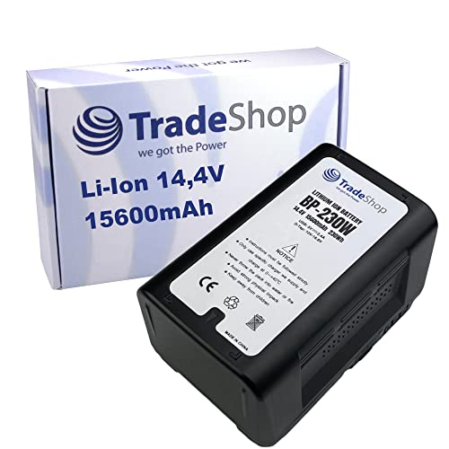 Trade-Shop Li-Ion Akku V-Mount 14,4V 15600mAh 230Wh mit Twist D-Tap USB Ausgang für Sony HDW-680 ARRI Alexa Canon EOS C100 C300 C500 5D 7D 60D von Trade-Shop