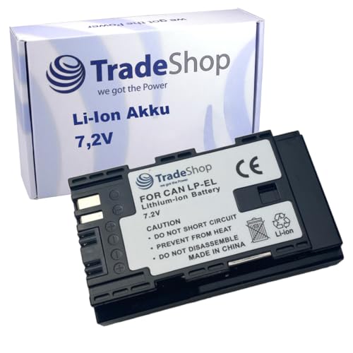 Trade-Shop Li-Ion Ersatz-Akku 7,2V / 2600mAh kompatibel mit Canon LP-EL Akku, LC-E6 / LC-E6E Ladegerät, EL-1 Speedlite Flash Blitzgerät von Trade-Shop