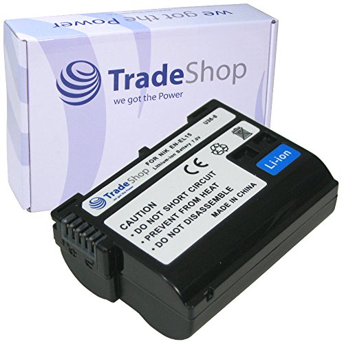 Trade-Shop Premium Li-Ion Akku 1900mAh ersetzt EN-EL15 EN-EL15a EN-EL15b EN-EL15c für Nikon D780 D810E D880 Z5 Z6 Z6 II Z7 Z7 II WT-7 von Trade-Shop