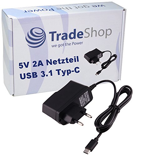 Trade-Shop Premium Schnell Ladekabel Ladegerät Netzteil 5V USB 3.1 Typ C 2A für BlackBerry KEY2 KEYone Motion Bluboo Maya Max S8 S8+ BQ Aquaris X2 X2 Pro Doogee Mix 2 Caterpillar Cat S61 Cyrus CS 40 von Trade-Shop