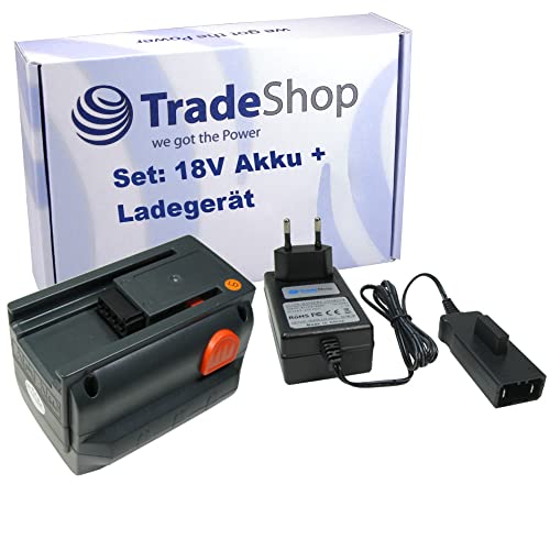 Trade-Shop Set: Li-Ion Akku 18V / 4000mAh + Ladegerät inkl. Netzteil kompatibel mit Gardena 8840 8841 8865 8873 8878 8882 9333 08840 08841 08865 08873 08878 08882 09333 Trade-Shop Set: Li-Ion Akku 18V / 4000mAh + Ladegerät inkl. Netzteil kompatibel mit Gardena 8840 8841 8865 8873 8878 8882 9333 08840 08841 08865 08873 08878 08882 09333 von Trade-Shop