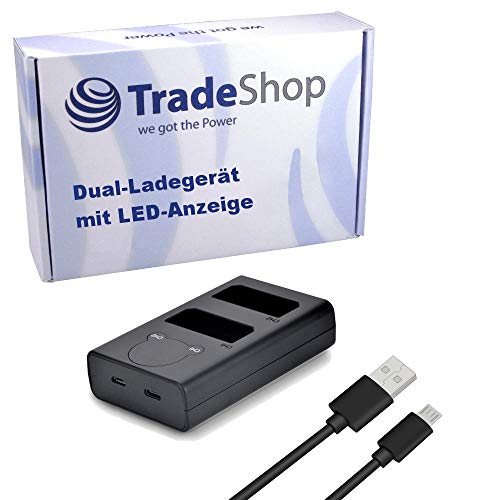 Trade-Shop USB Doppel Akku Dual Schnell-Ladegerät für 2 Akkus mit LCD ersetzt Canon LC-E10 für Canon LP-E10, 5108B002 Canon EOS 1100D 1200D 1300D von Trade-Shop