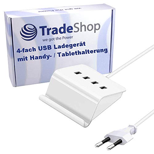 Trade-Shop USB Hub 4-Fach Ladegerät für alle USB-Geräte (z.B. Handys, Tablets, Bluetooth Lautsprecher, Kameras, etc.) Netzteil Ladegerät 5V 4A von Trade-Shop
