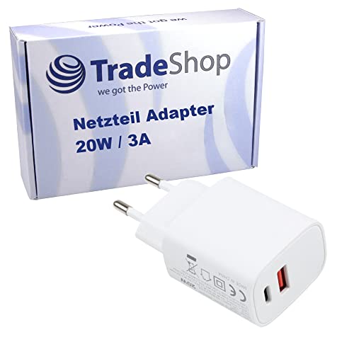 Trade-Shop Universal USB USB-C Ladegerät Adapter Netzteil für Smartphone Tablet Bluetooth-Kopfhörer e-Book-Reader / 20W 3A von Trade-Shop