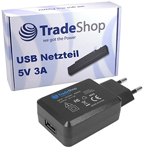 Universal 5V 3A USB Netzteil Reiseadapter USB-Adapter Flach kompatibel mit Wiko Freddy Harry Jerry 2 Lenny 4 Plus Lenny 4 Sunny 2 Tommy 2 Plus U Feel Fab Prime Upulse Lite View Prime XL WIM Lite von Trade-Shop