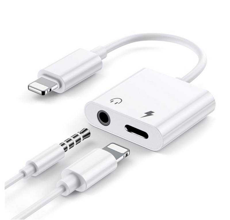 TradeNation Apple IPhone Lightning Audio Adapter Splitter Klinke Aux Kopfhörer Smartphone-Adapter Lightning zu 3,5-mm-Klinke, Lightning, Lightning Adapter von TradeNation