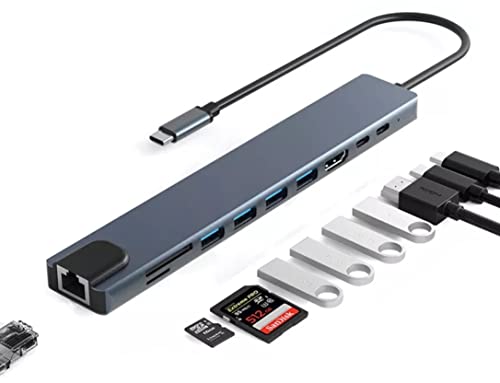 Tradebit - Hub USB-C-Adapter mit HDMI 4K-Sockel, PD-Stromversorgung 87W, LAN 100 Mbit/s von Tradebit