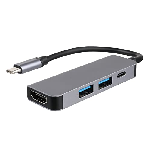 Tradebit - USB-C Hub I 4 in 1 I Adapter I HDMI Audio und Videosignale 4K Ultra HD I 2X USB 3.0 I Power Delivery PD I Kompatibel mit MacBook, Laptop und PC von Tradebit