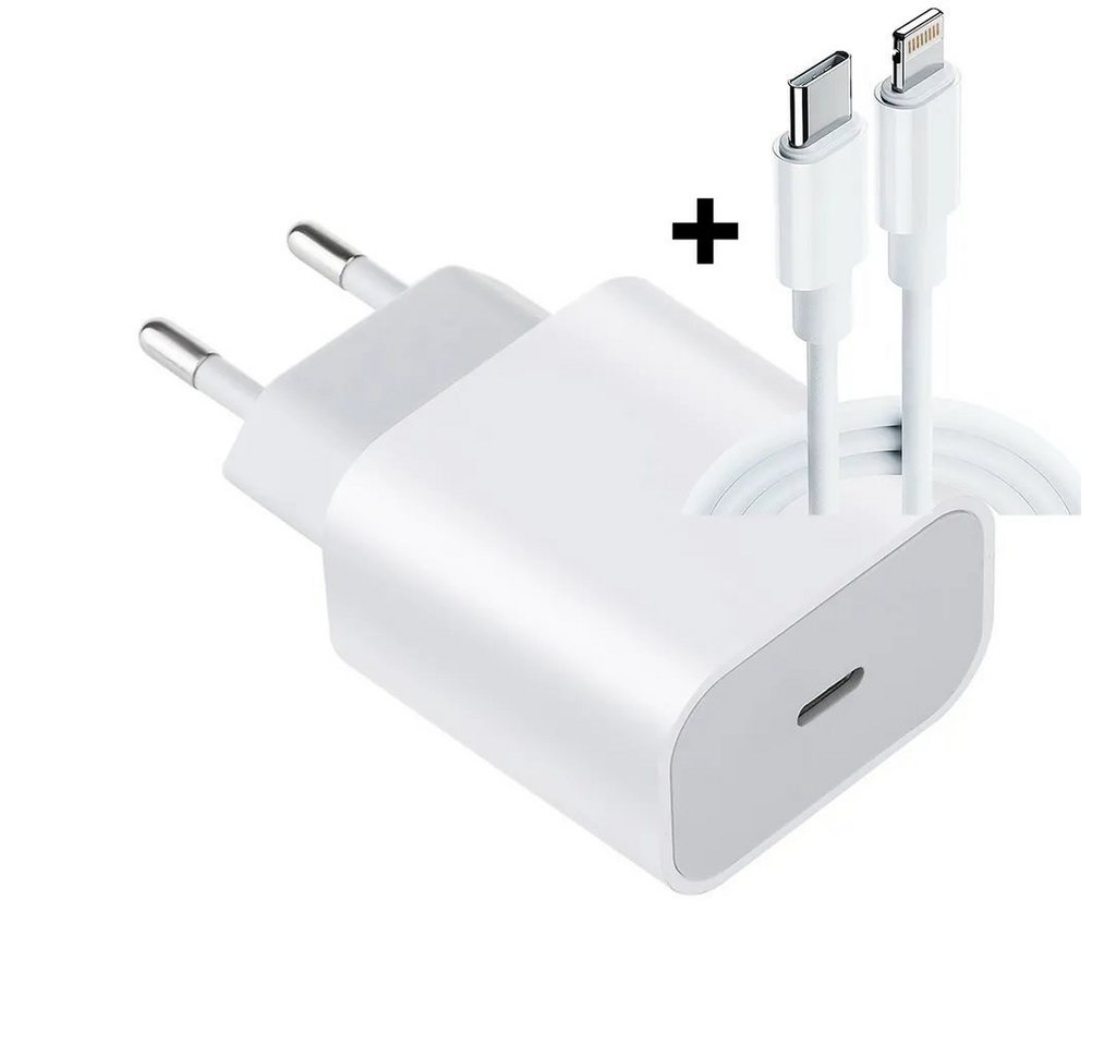 TradeNation Ladeset USB-C-Lightning Kabel 1m 20W Schnellladegerät iPhone Ladekabel USB-Ladegerät (2000,00 mA, 100cm Lightning Kabel iPhone Ladekabel, 1-tlg., USB Ladegerät + Ladekabel Set, iPhone 14 13 12 11 PRO/14 13 12 11 Pro max/12mini/X/XR/SE 2022 2020) von Tradenation