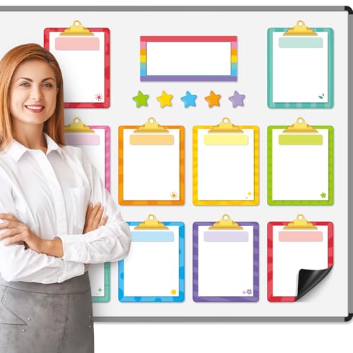Trandraft Magnetische Schreibtafel, abwischbar, für Klassenzimmer, trocken abwischbare Etiketten, Lernziele, Ziele, Klassenzimmer, Unterrichtsbedarf (farbige Ordner), 16 Stück von Trandraft