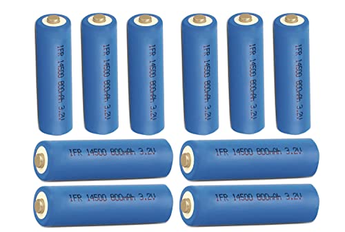 TRANGO 10er Pack 999-AA/10 - Mignon AA 3,2V wiederaufladbare Akku 800mAh - Hochleistung Lithium Batterien speziell für Solarlampen, Lichterketten, Solarleuchte, Alarmanlagen usw. von Trango